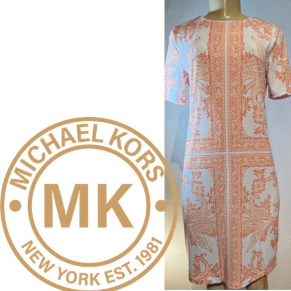 NWT $110 MICHAEL KORS 'Nectarine' Short Sleeve Dress Size S